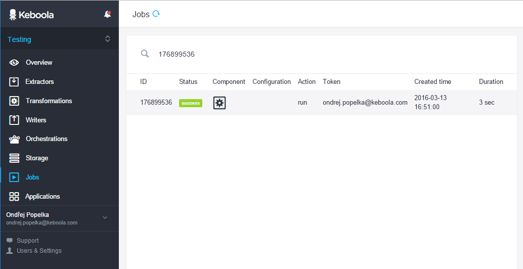 Job progress screenshot